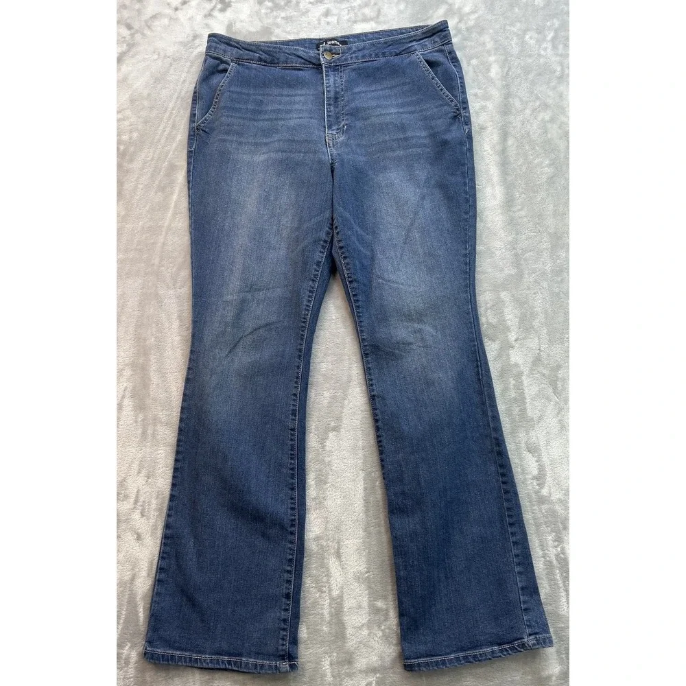 D. Jeans Womens Sz 14 Blue BootCut Slash Pocket High Rise Western Cowgirl Boho